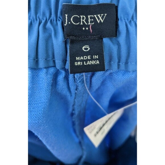 J. Crew Women's Pants Blue Wide Leg Pleated Elastic Back Linen Blend Size 6 - Picture 11 of 12